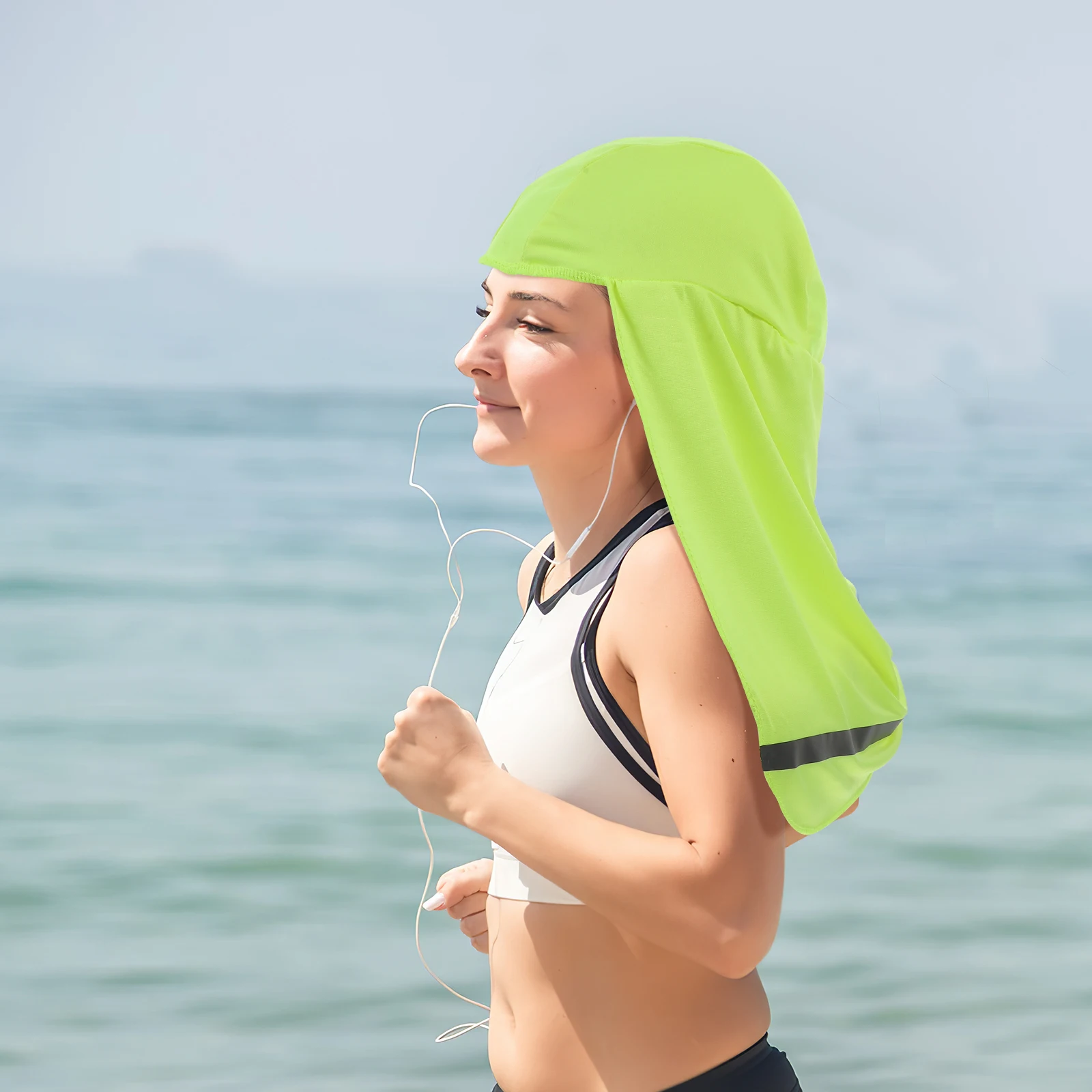 

Sweat-absorbing Quick-drying Headscarf Hat Long-tail Shade Outdoor Hardhat Visor Accessories Cap