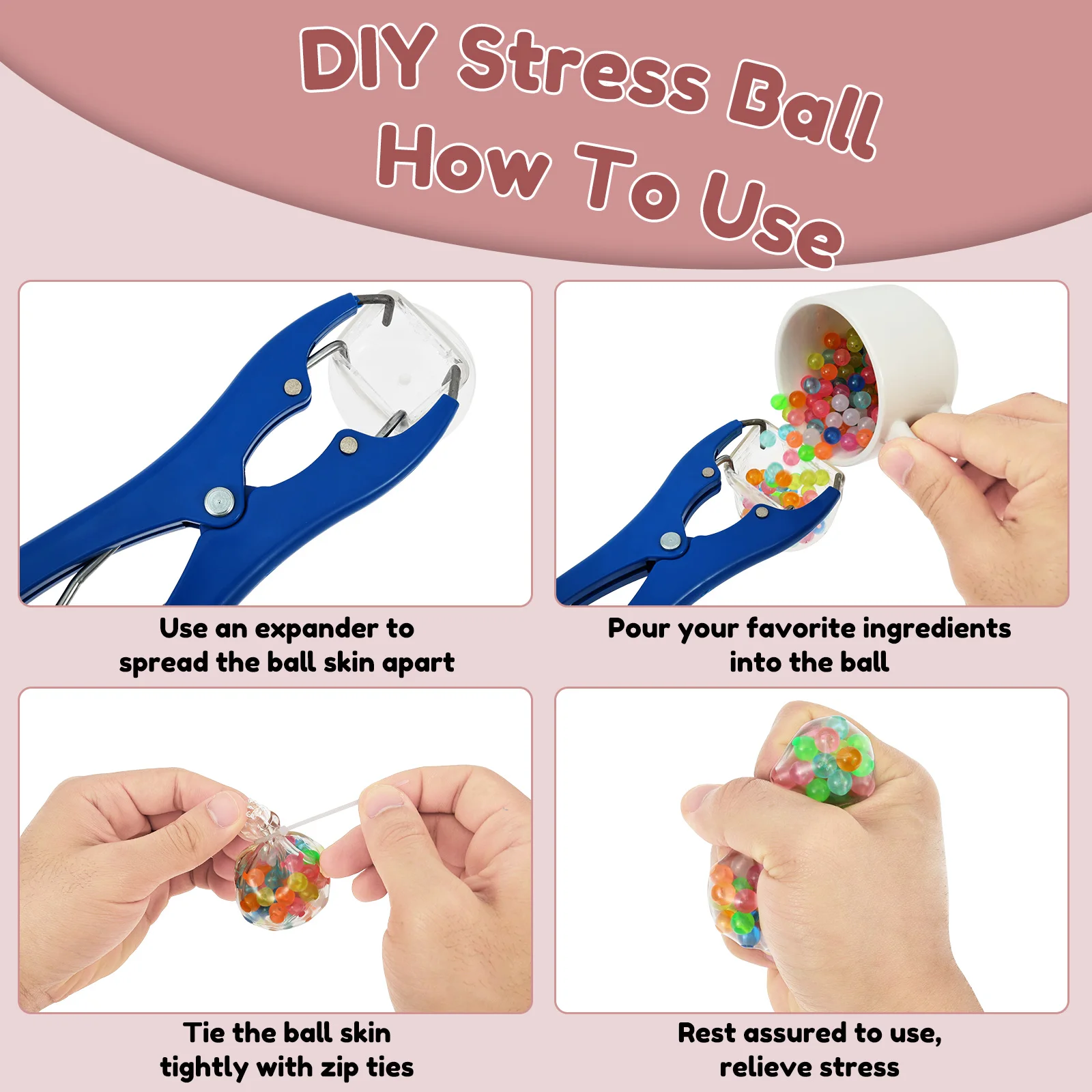 DIY Stressball-Bastelset: Angstlösendes Quetschball-Set, Handgemachte Stressball-Formmaterialien für ASMR-Entspannung – Detail 8