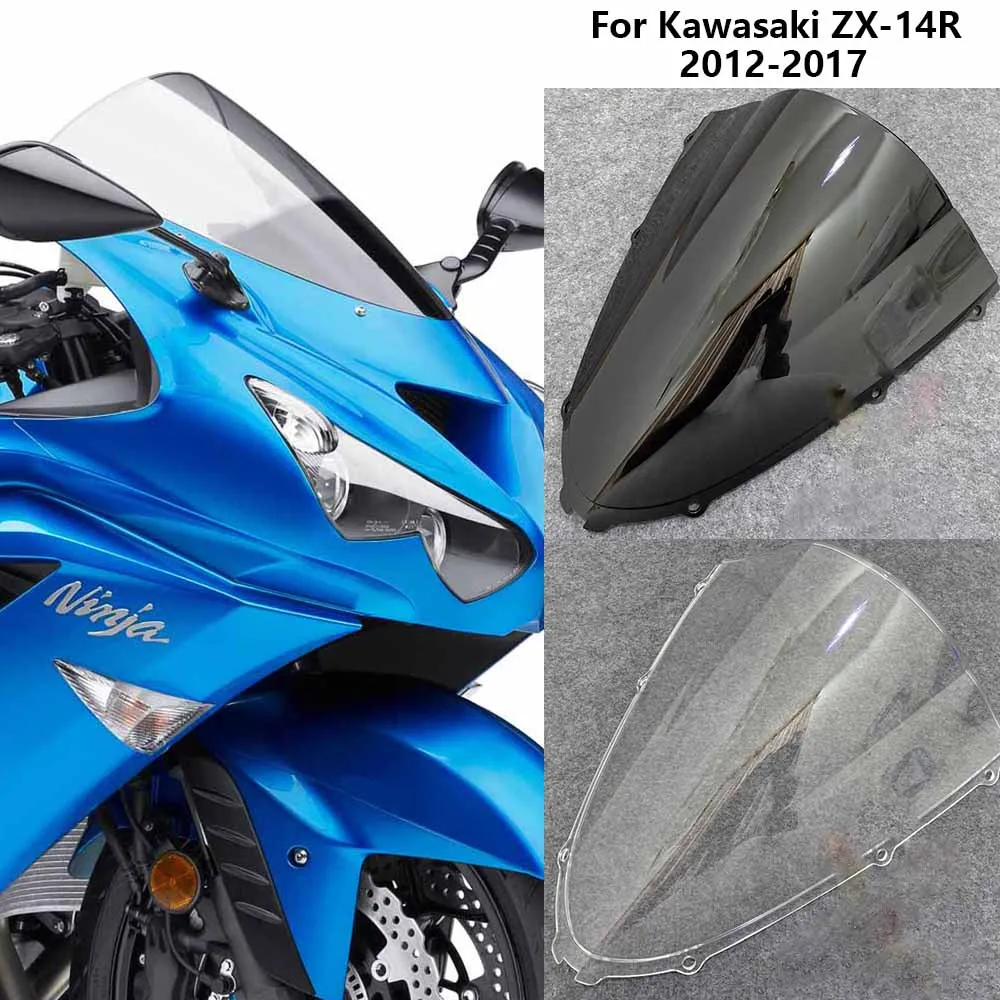 For Kawasaki Ninja ZX14R ZX-14R ZX-14 ZZR1400 ZZR 1400 2012 2013-2017 Windscreen Screen Double Bubble Windshield Wind Deflectors