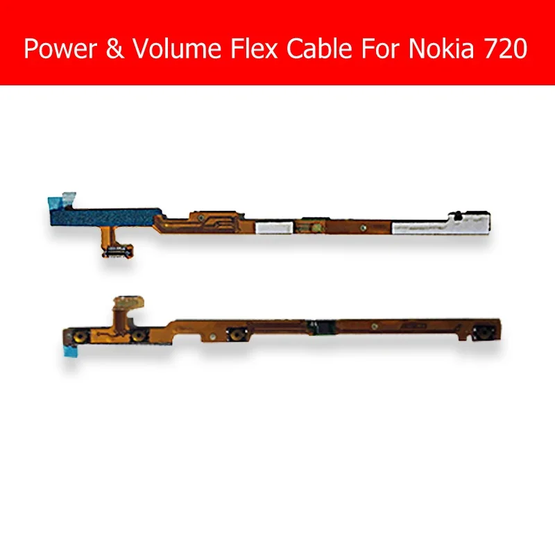 Cabo flexível de energia e volume genuíno para nokia 720, botão liga/desliga, cabo flexível para microsoft lumia 720, volume, chave lateral, cabo flexível