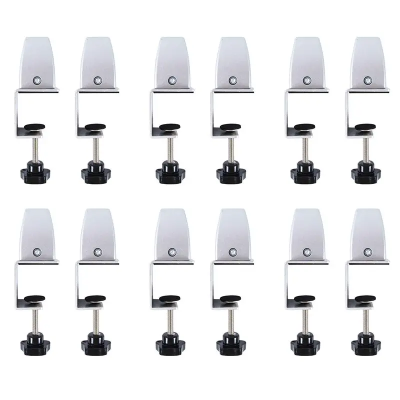 

12 Pcs Office Desk Divider Clamp Privacy Screen Clip Holder Bracket Screen Baffle Clamp Partition For Table Clamp Silver