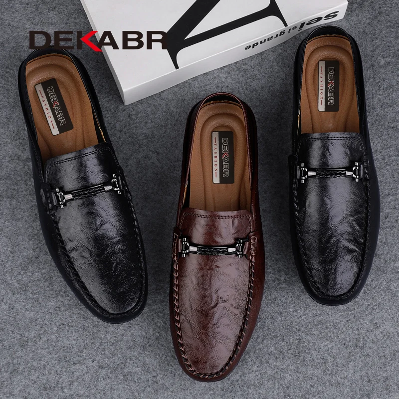 DEKABR Size 35-49 Luxury Men Loafers Soft Moccasins Summer Shoes High Quality Mens Shoes Casual Genuine Leather Driving Flats