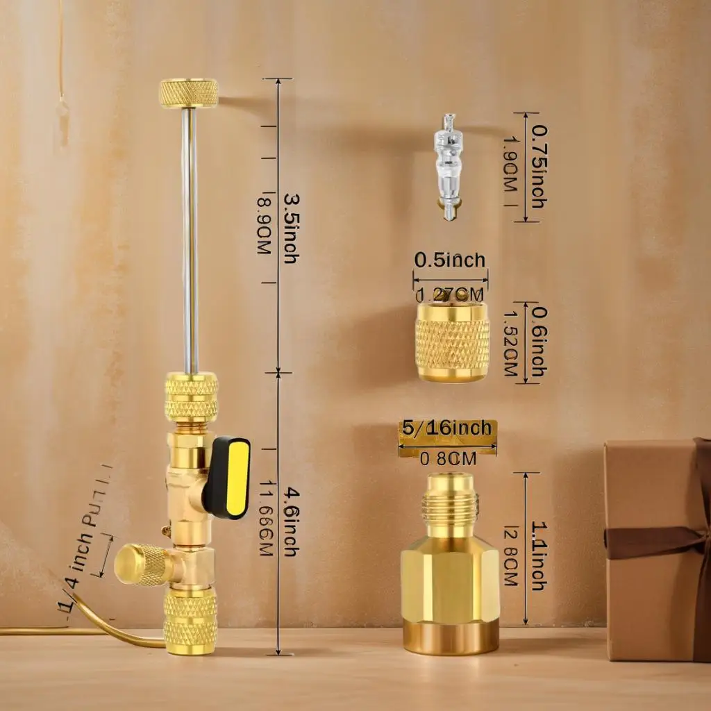 

1Pc AC Valve Core Removal Tool W/20pcs Valve Cores Copper For Air Conditioner Repairing Wrench Quick Change Disconnect