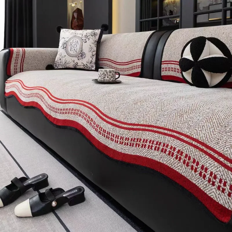 1PC New Light Luxury Special-shaped Sofa Cushion One-piece Straight Non-slip Leather Sofa Special Four-season Seat Cushion