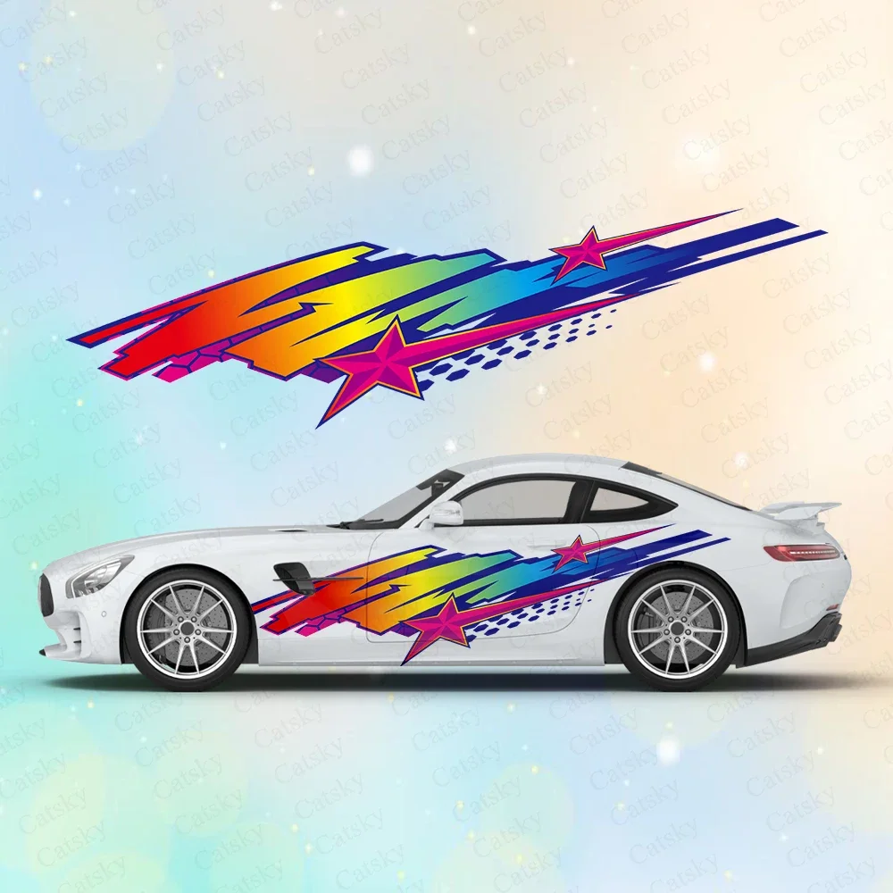 Abstract Star Grunge Large Car Stickers and Decals Car Body Stickers Car-Side Decals Waterproof Car Vinyl Stickers