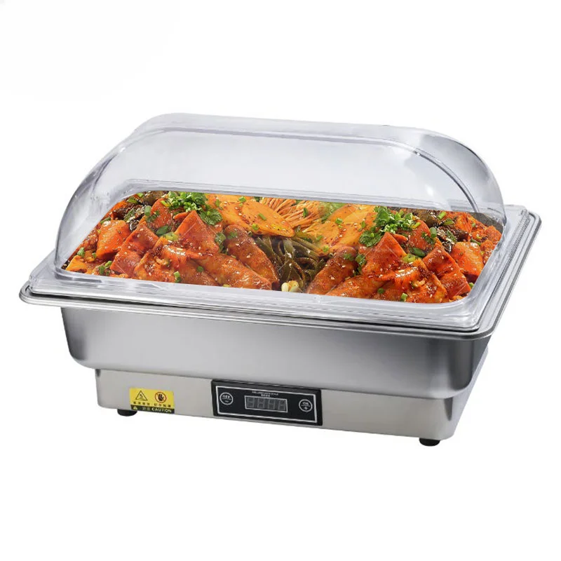 Food grade Stainless Steel Electric Chafing Dish Electric Buffet Food Warmer With PC Lid Catering Equipment For Hotel