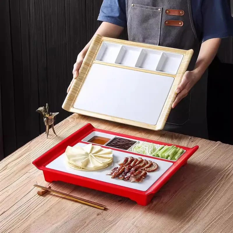 Creative Melamine Dinner Plate for Beijing Roast Duck Imitation Porcelain Style Sushi BBQ Serving Platter Restaurant
