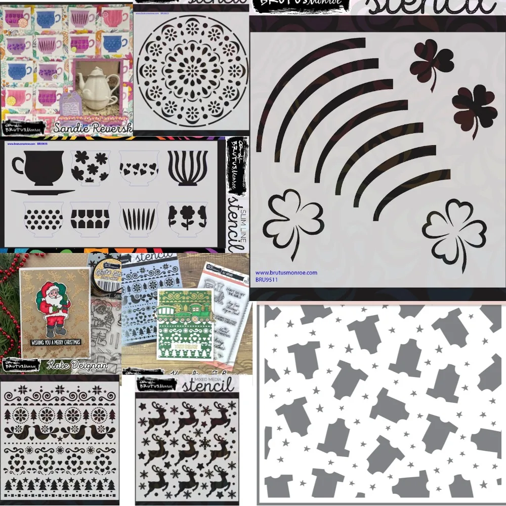 Stencils Pattern Graffiti Drawing Tool Spray Painting Template DIY Umbrella and Footprints Window Scrapbooking Decoration