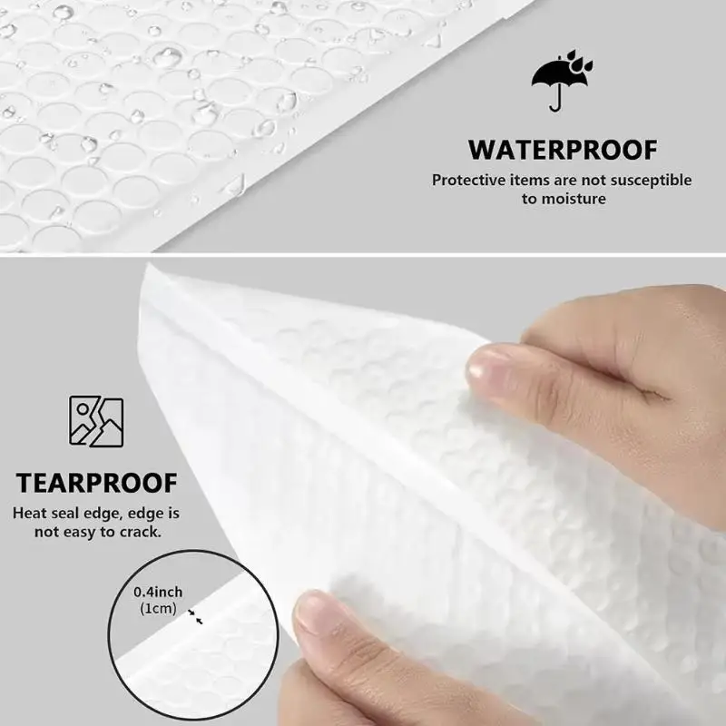 ~10 Pcs White Self-Sealing Bubble Envelopes Bag Waterproof Mailers Shipping Envelope Pouch Packaging Bags Storage Organizer