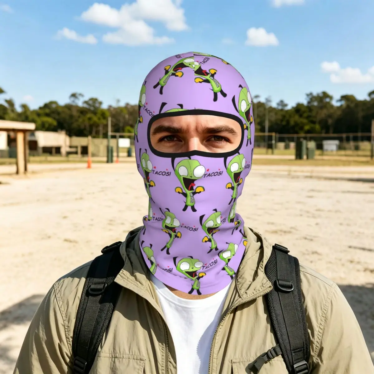 Gir Loves Tacos (Invader Zim) Breathable Thin Balaclava Full Face Mask Sun Protection Neck Gaiter For Motorcycle Cycling Outdoor