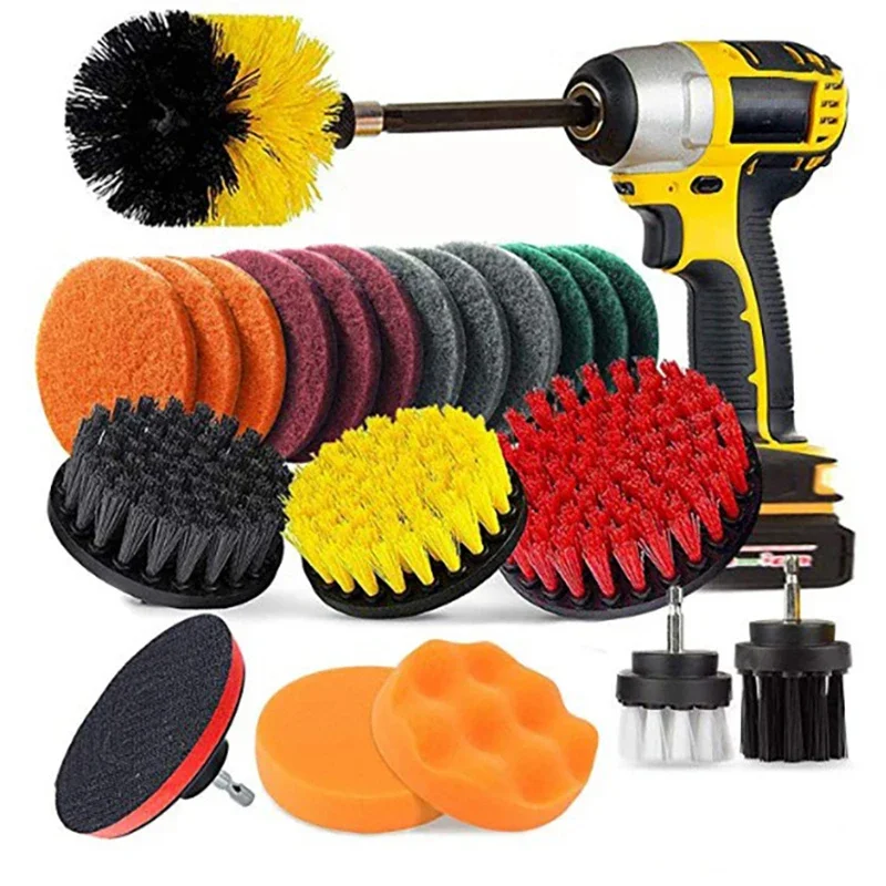 

New 22Pcs Electric Drill-Brush Kit Power Scrubber Brush For Carpet Tub Furniture Shower Tile Tires Cleaning Tool