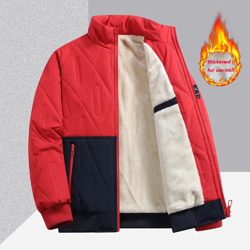 Men's Warm Cotton Jacket for Autumn and Winter Outdoor Sports Thick Warm Standing Collar Cotton Jacket Durable Workwear Top