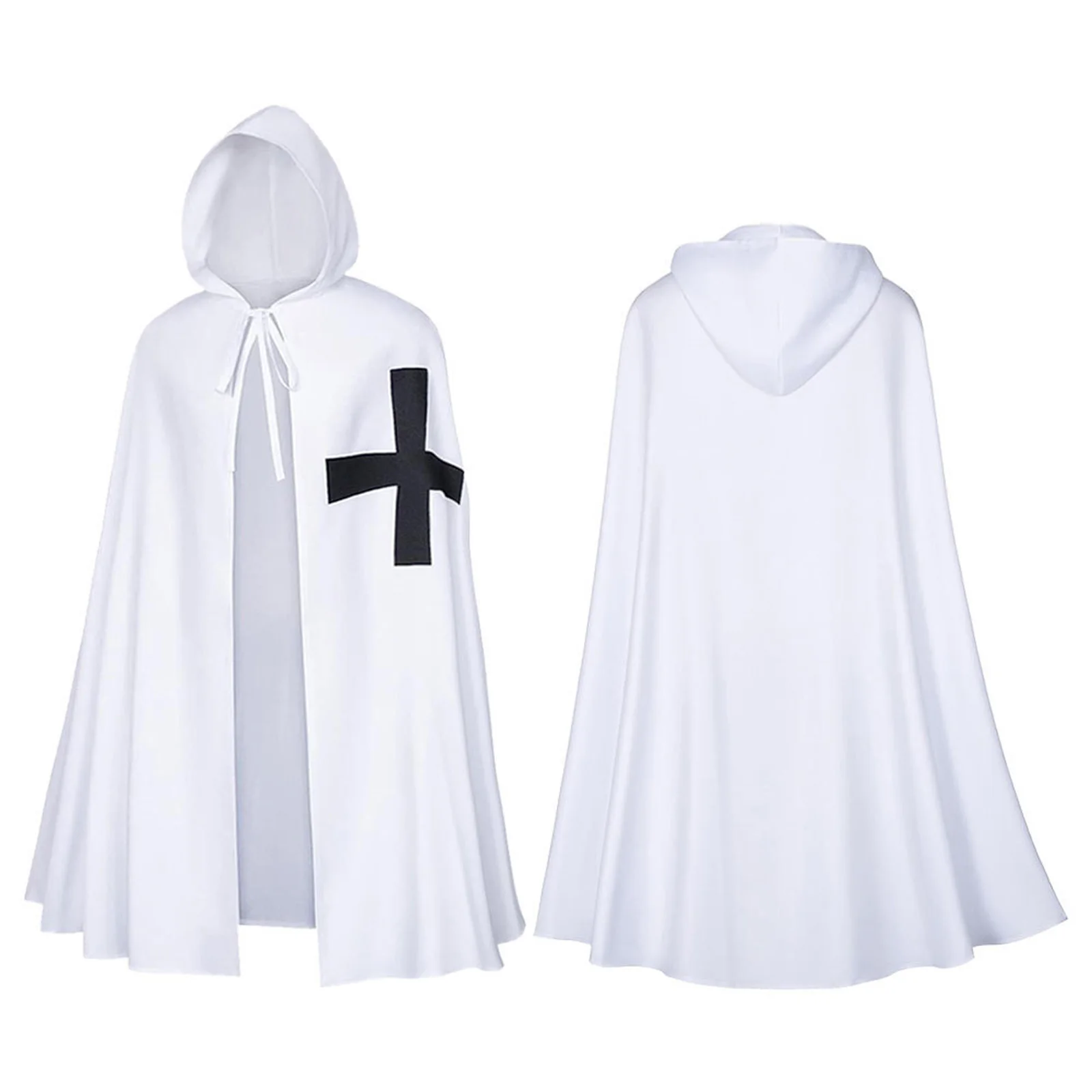 

Unisex Halloween Cloak Cross Print Medieval Knight Hooded Cape for Festival Themed Party Cosplay Costume Accessories