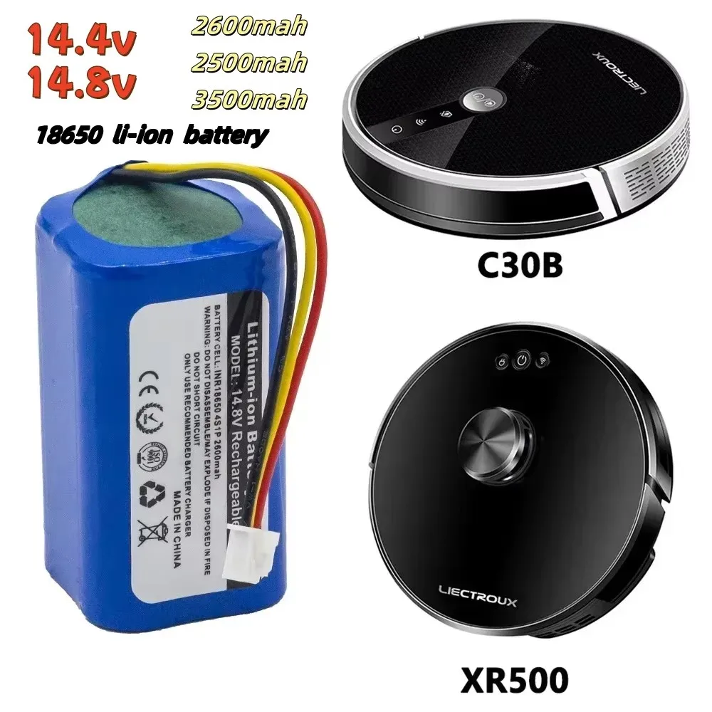 14.4V C30B battery E30 battery For LIECTROUX C30B XR500 E30 Robot Vacuum Cleaner 18650 14.8V 2600/3200/3500mah li-ion battery