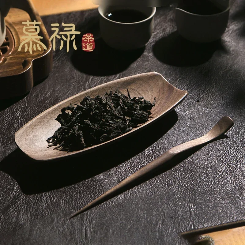 Black walnut three-piece kung fu tea set solid wood tea ceremony accessories teaspoon