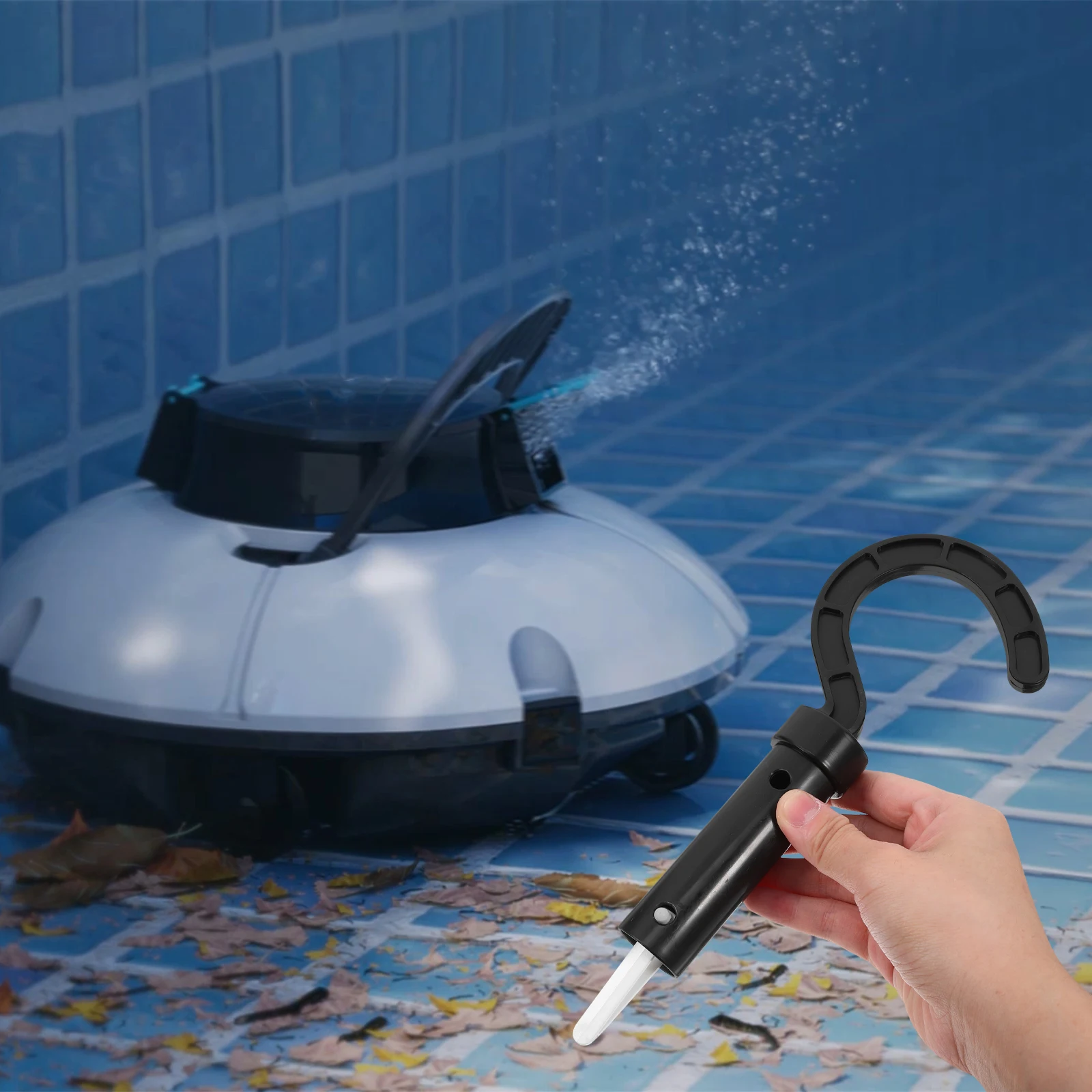 Soporte para Gancho de Piscina para Robot Limpiafondos, Soporte de Plástico para Accesorios de Piscina, Soporte de Almacenamiento para Barra Telescópica, Organizador Multiusos