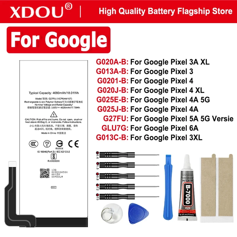 G020A-B G013A-B G025J-B G27FU GLU7G G020J-B G013A-B Battery For HTC Google Pixel 3 4 3XL 4XL 4A 5A 5G Versie 6A Phone Batteries