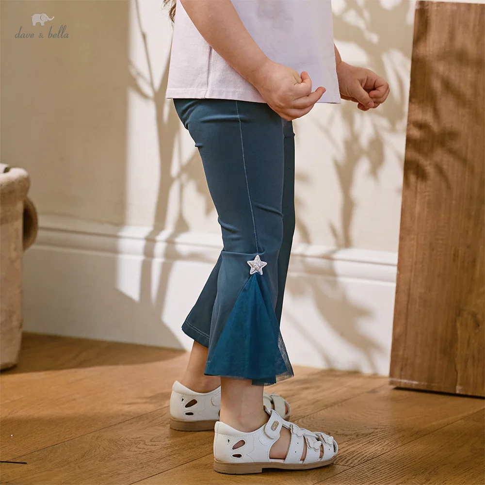 

Детские брюки для йоги Dave Bella для девочек, летние, с эластичным поясом, модные, сетчатые, для активного отдыха, дышащие DB2261804