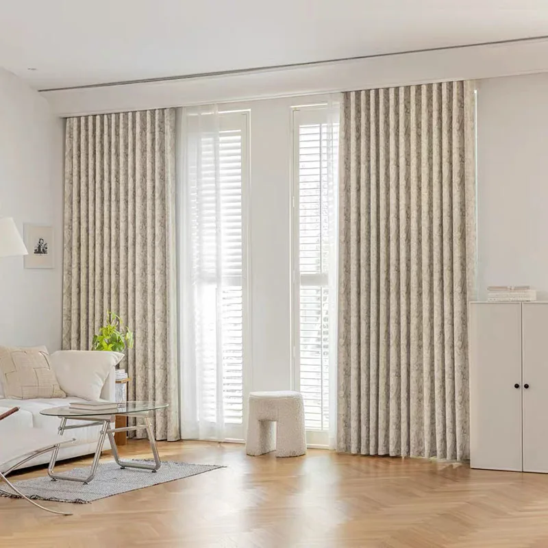 1Piece American Retro Leaf Pattern Jacquard Blackout Curtain Thick Chenille Fabric Privacy Window Drapes for Living Room Bedroom