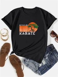 2024 New Miyagi Do Karate Funny Vintage Karate Bonsai Printed T-shirt Casual Comfort Round Neck Women's Top Summer