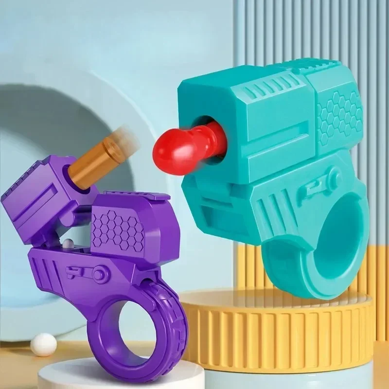 Mini Shell Ejecting Toy Gun Finger Fidget Spinner Stress Relief Gift for Boys Men Anxiety decompression Ratchet Ring Pistol