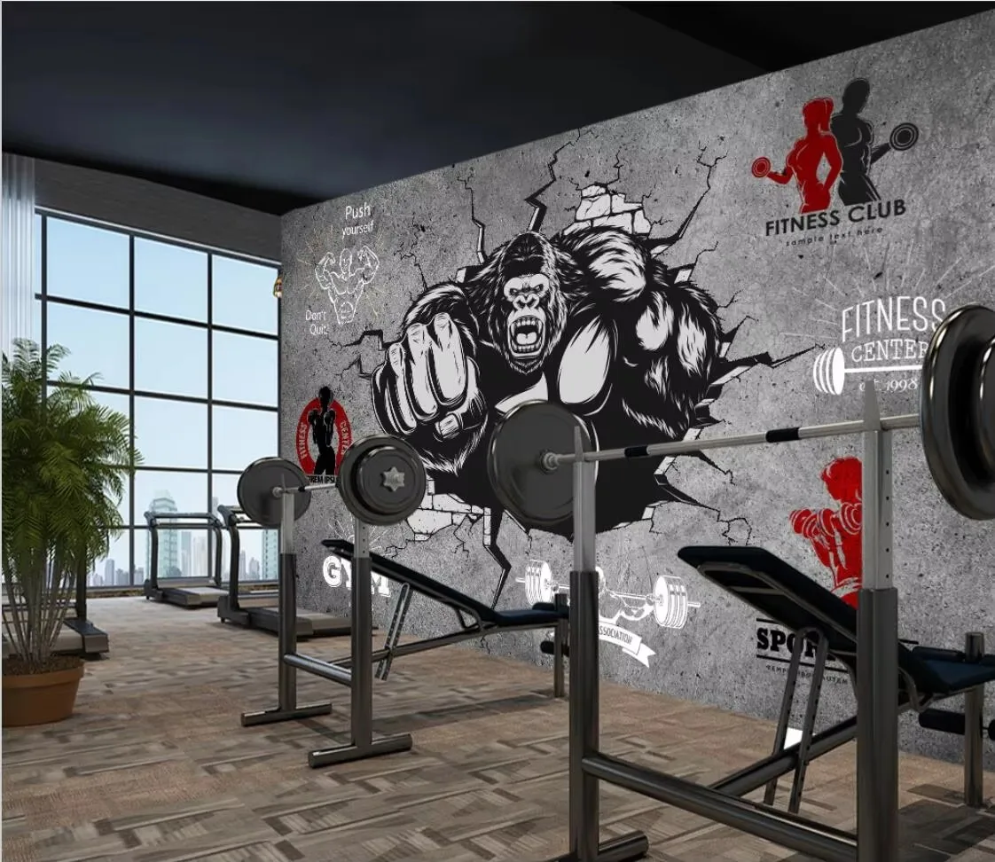 Custom Any Size Mural 3D Sports Graffiti Brick Wall Gym Background decoration wall Painting wallpaper papel tapiz