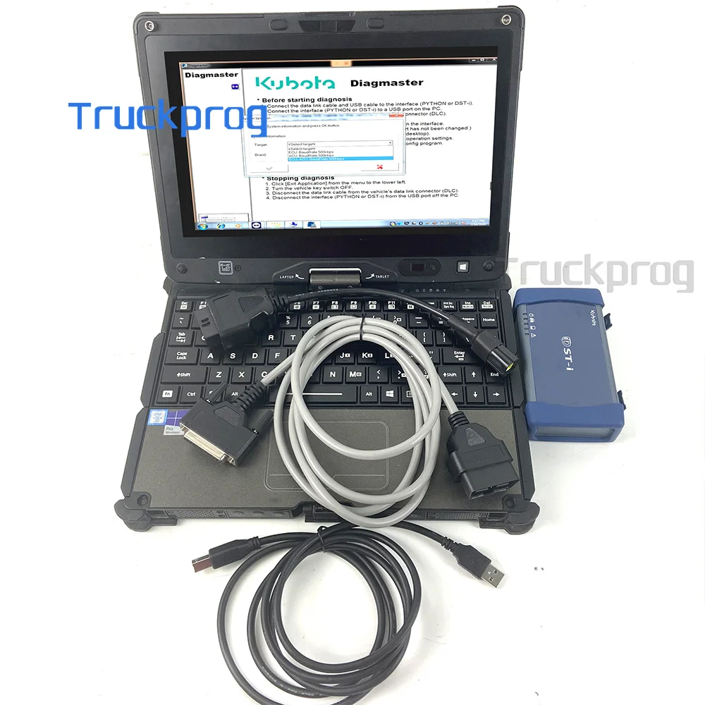 

TAKEUCHI Diagmaster Python DST-i datalink Dsti Getac V100 Ноутбук для Kubota Denso Farm Machinery Трактор Грузовик Диагностический инструмент