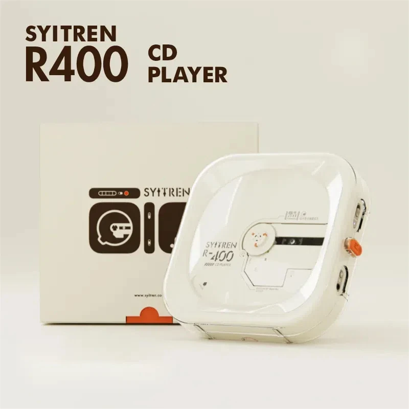 Syitren R400 CD Player Retro Portable Bluetooth Wireless Walkman High Sound Art Style Support Wired Connection No Built-in Horn