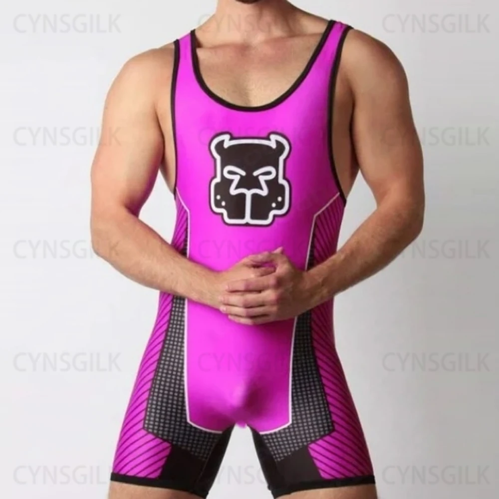 

Wrestling Singlets Suit Men's One Piece PowerLifting Bodysuit Gym Sports Fitness Skinsuit Iron Sleeveless Weightlifting Clothes