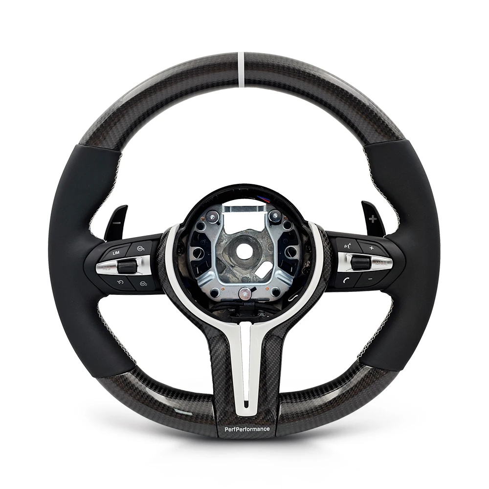 Round M Sport Carbon Fiber Steering Wheel for BMW F10 F11 F12 X5 F15 X6 F16 F20 F21 F22 F23 F25 F26 F30 F31 F32 F33 F34 F35 F36