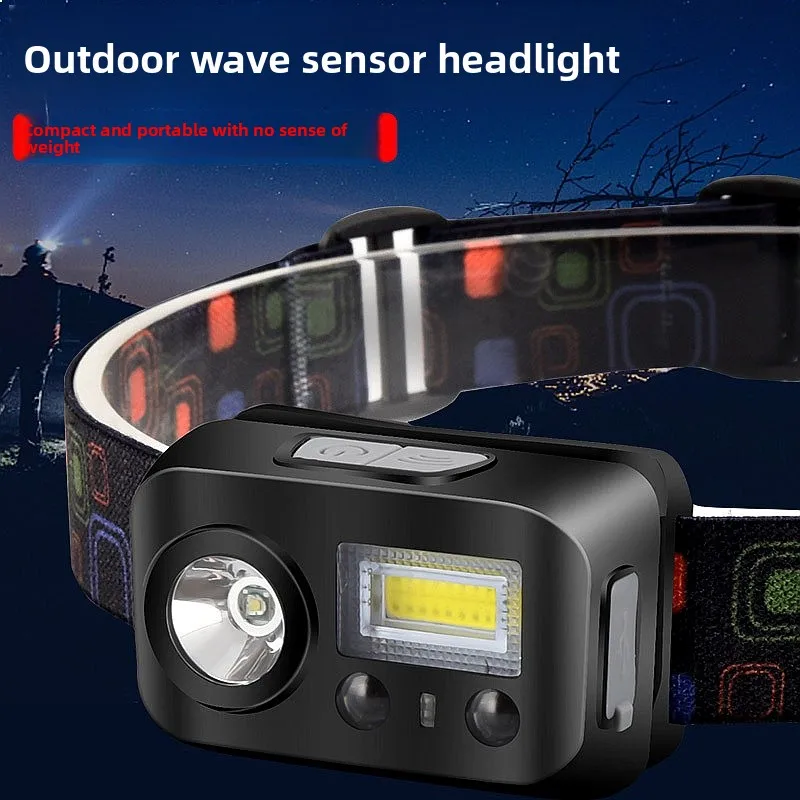 Cross-border Portable Outdoor Sensor Headlamp High Capacity Red White Light Fishing