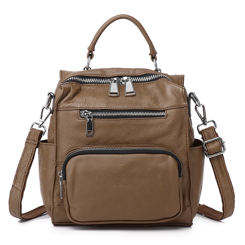 

Genuine Leather Women's Backpack, Fashionable and Simple, Multifunctional and Large Capacity, Top Cowhide Casual Bag