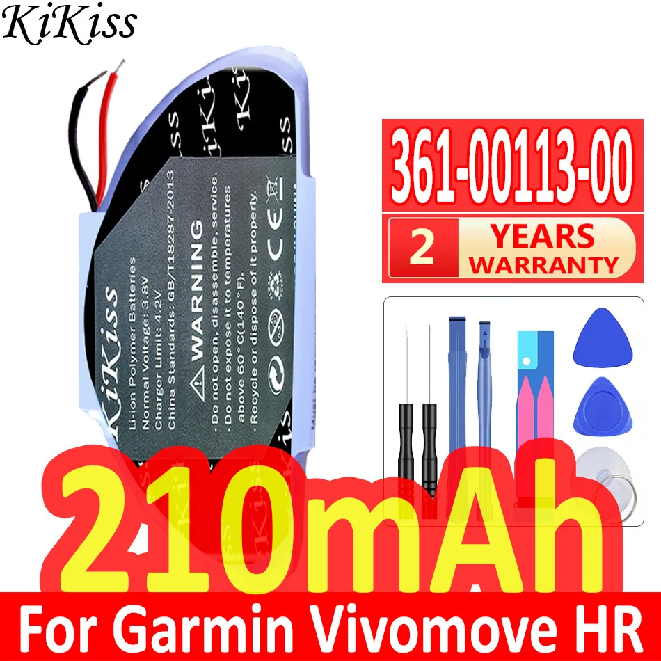 210mAh KiKiss Powerful Battery 361-00113-00 For Garmin Vivomove HR