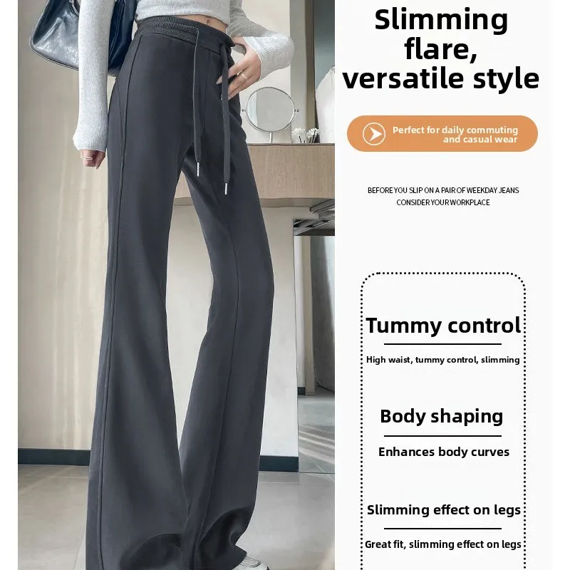 Pantalons de yoga sportifs à jambes larges et taille haute pour femmes, pantalons décontractés printemps-automne, petite taille, coupe ample