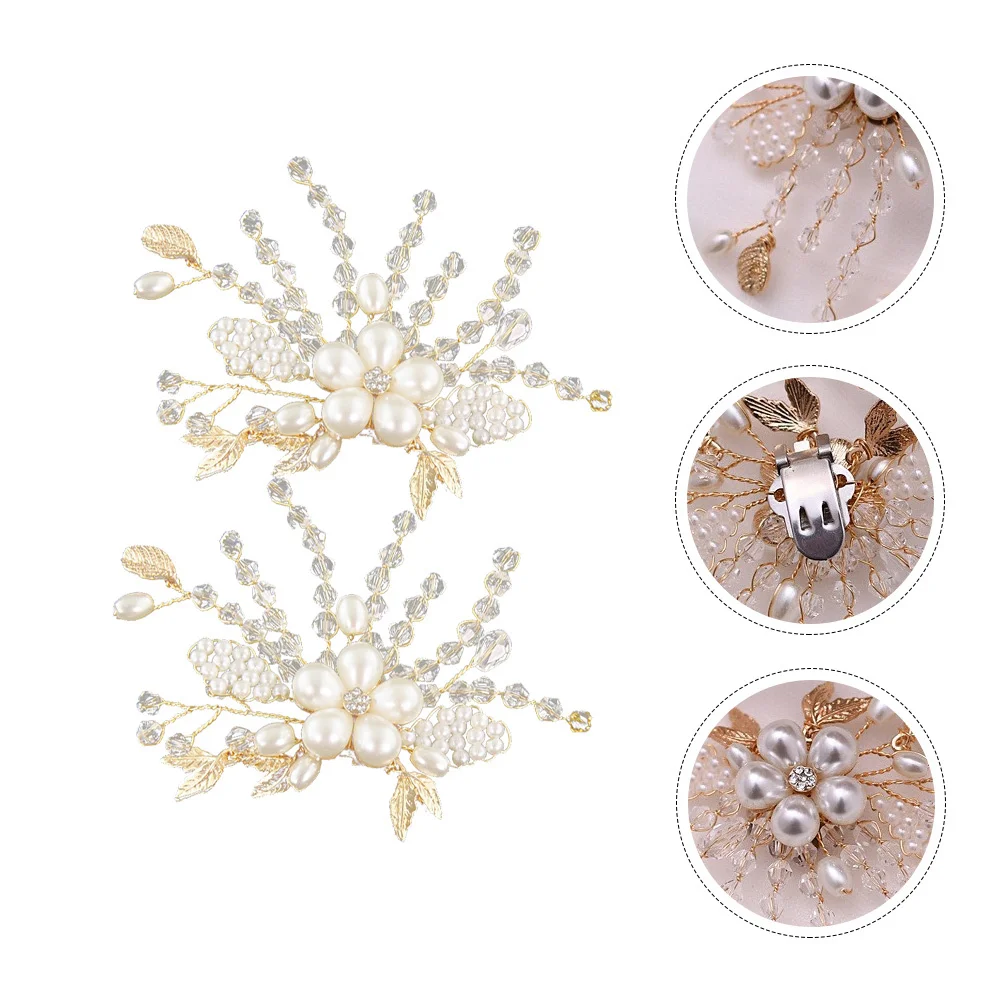 

1Pair Shoe Buckles Wedding Shoe Decorations Elegant Imitation Pearl Adornment for Bridal Party Event Performance Wear