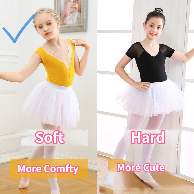 Kids Girls Ballet Tutu Dance gonne Soft Mesh Multi-layers Train Gym bianco nero rosa gonna Performance