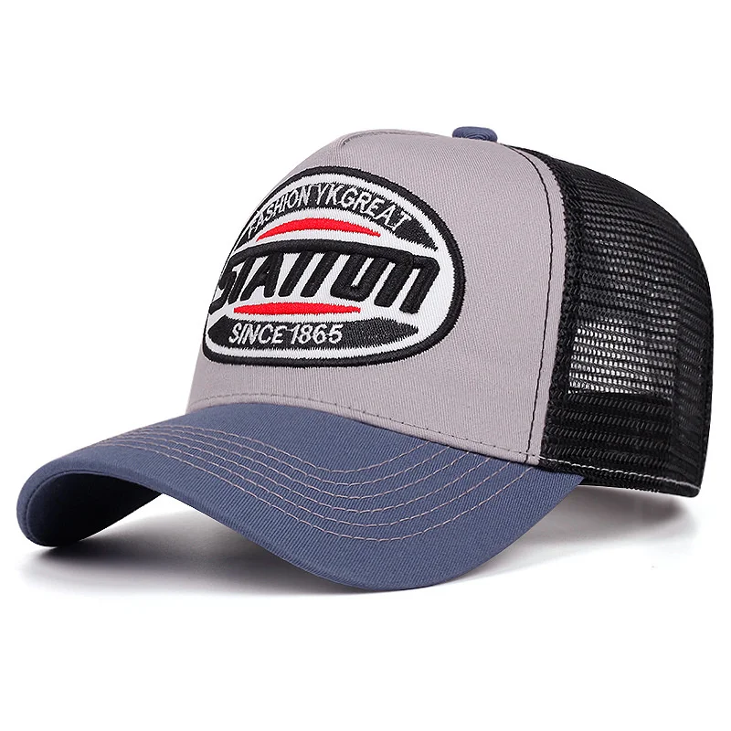 Neue Stil Unisex Baseball Kappe Klassische STATION Brief Muster Mesh Cap Männer und Frauen Atmungsaktive Streetwear Sommer Trucker Hut