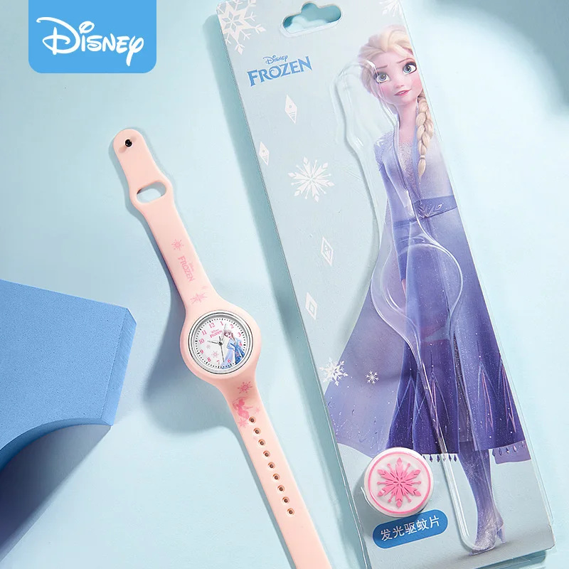 Disney Quartz Wristwatch Elsa and Anna Kawaii Gifts Korean Style Fashion Simple Frozen Girls Watch Water Resistant Watch Buckle