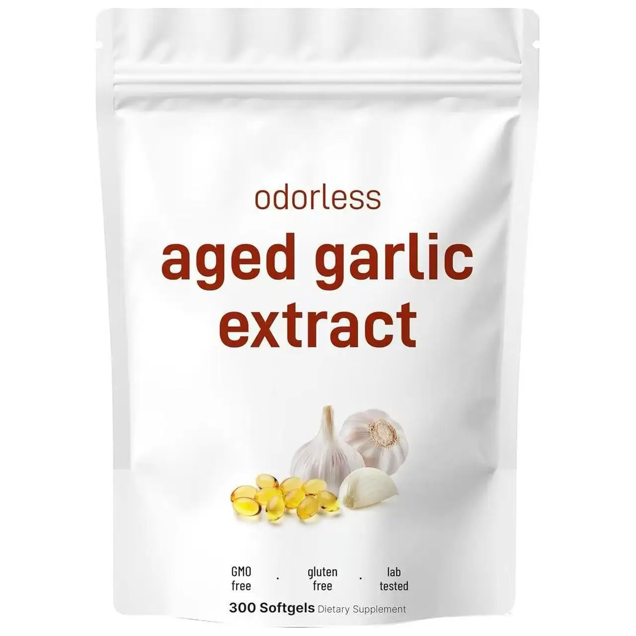 300 Capsules Odorless Aged Garlic Extract Softgels - Supports Heart Health, Respiratory, Immune Health, Cleansing Detoxification
