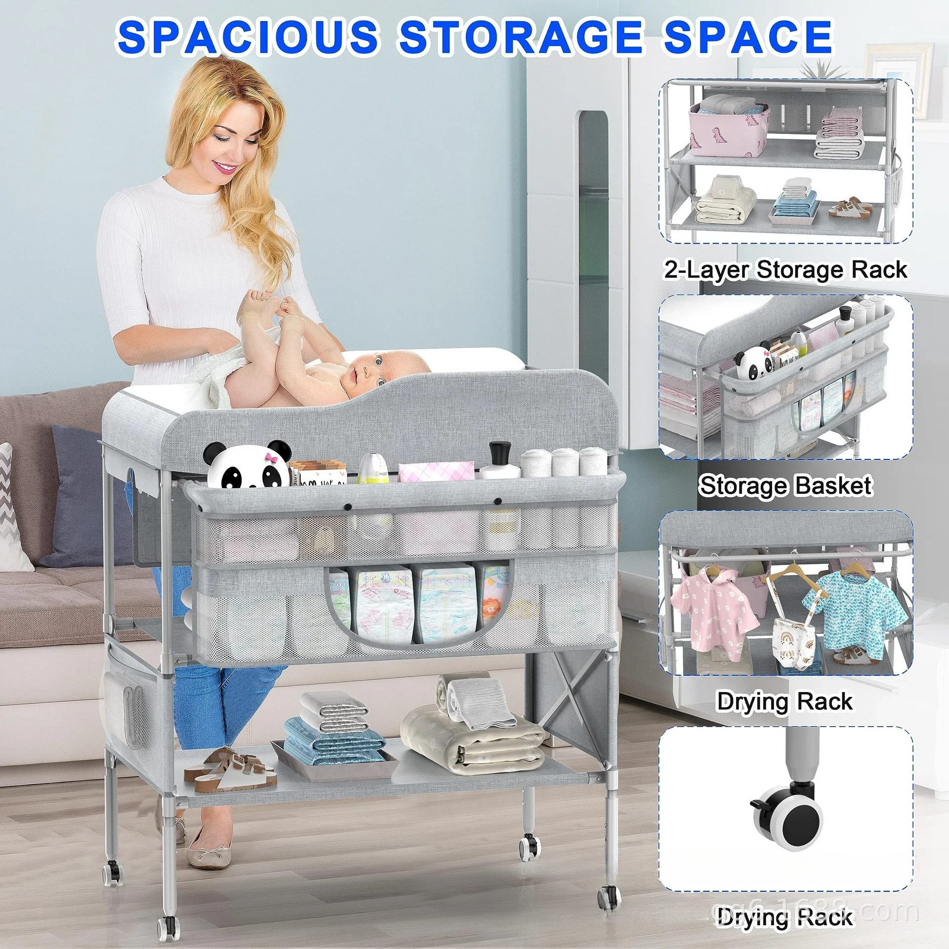 

Diaper Stand Baby Care Stand Diaper Table Baby Care Table Portable Folding Multifunctional Baby Touch Table Household Movable