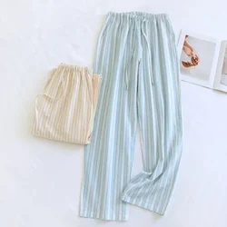 2026 Spring/Summer New Women's Sleeper Pants 100% Cotton Double layer Gauze Thin Pants Casual Loose Large Home Pants