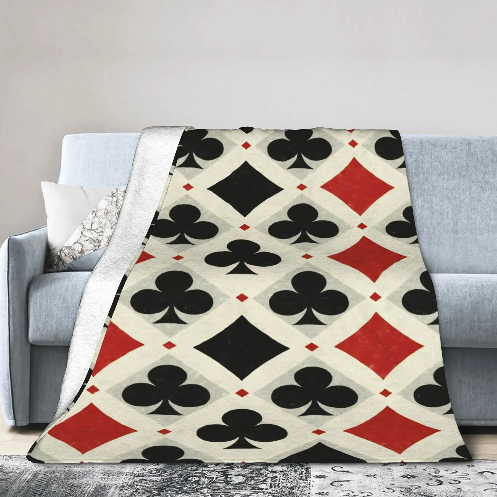 New Arrival Playing cards suit symbols Blankets Lightweight Thin Velvet  Cozy Throw Blanket Machine Washable