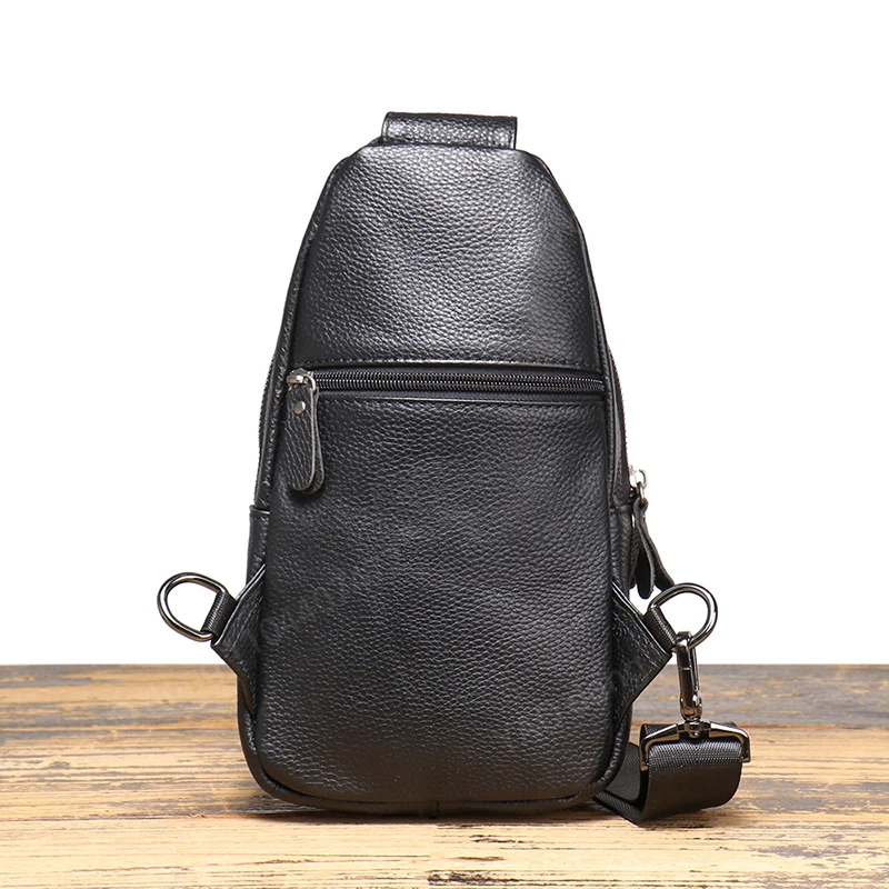 Yao Dong Men's Chest Bag Casual Fashion Crossbody Head Layer Cowhide Cell Phone Pouch Bag Outdoor Sports Men's Bag