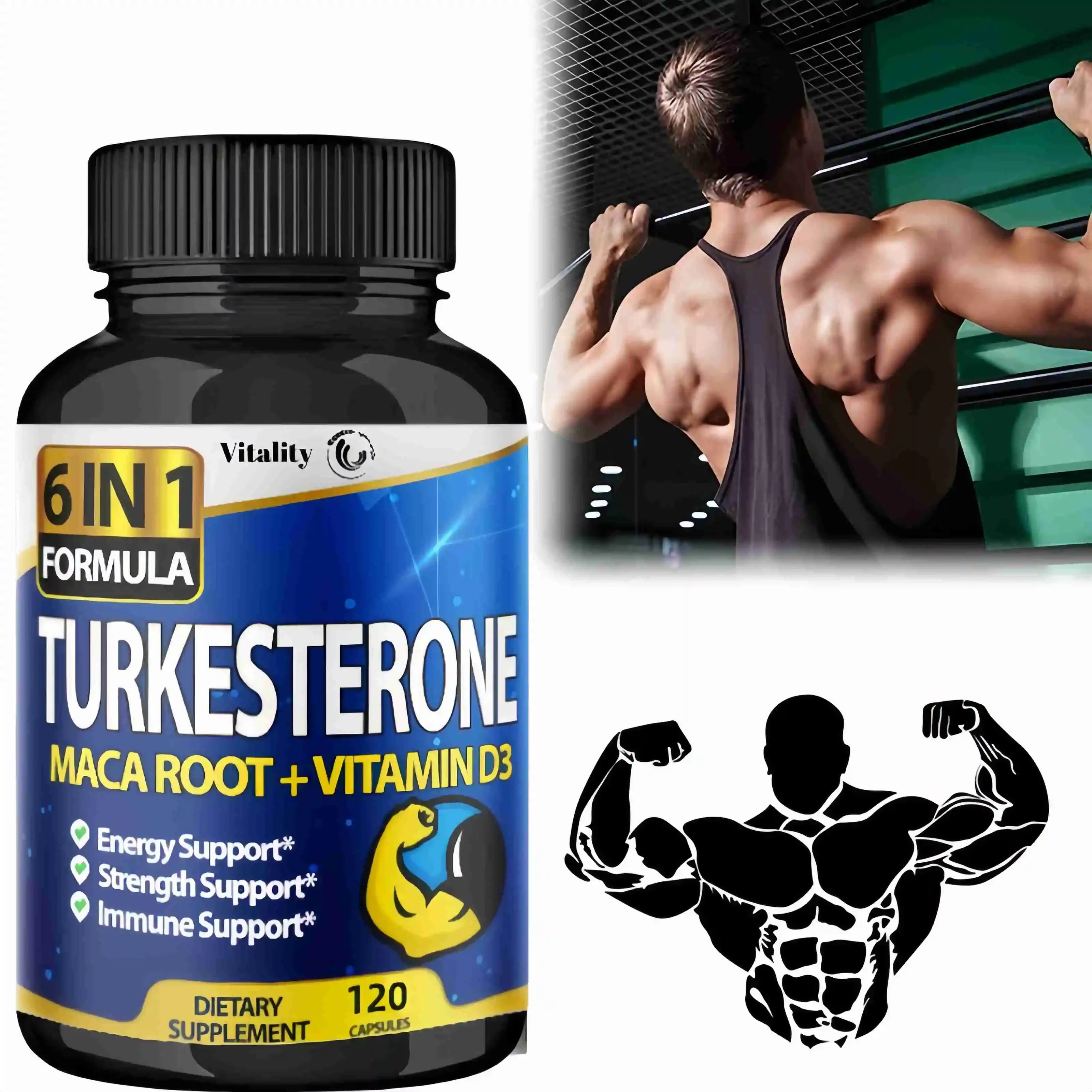 Turkesterone Supplement - Improves Male Performance, Endurance, Motivation, Focus & Muscle Mass - Non-GMO & Vegan Capsules