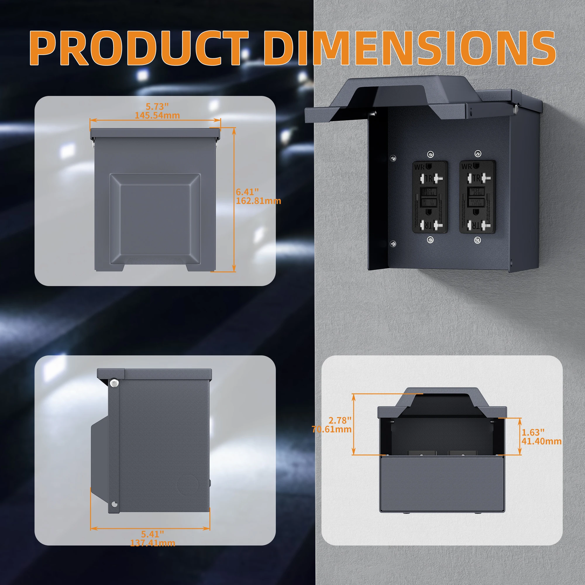 Dual 20Amp Outlet Panel Box Lockable Electric Breaker Boxes 40 Amp RV Outdoor Box With Power Outlet for RV Campler Trailer