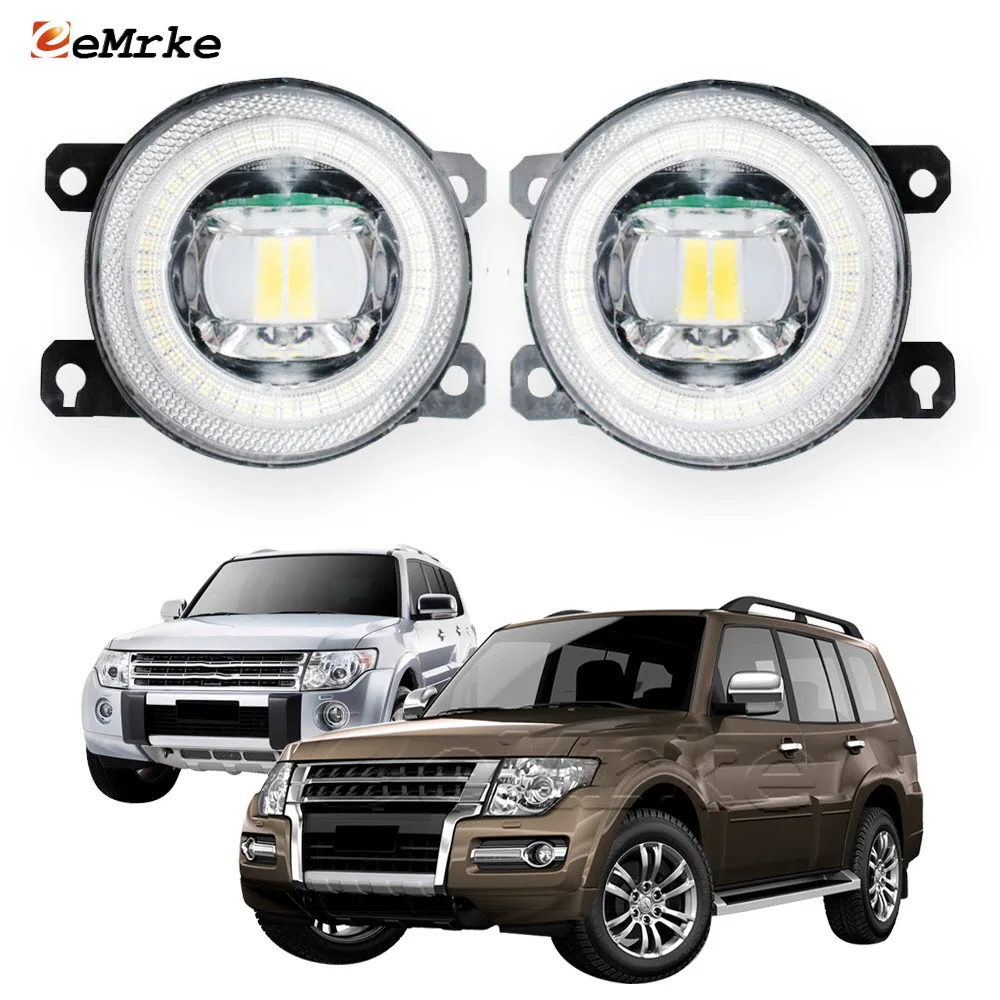 Led Fog Lights Assembly W/ Lens 15W for Mitsubishi Pajero IV V8_W V9_W Montero Shogun 2007-2019 Car Angel Eye Driving Lamp 2-Pcs