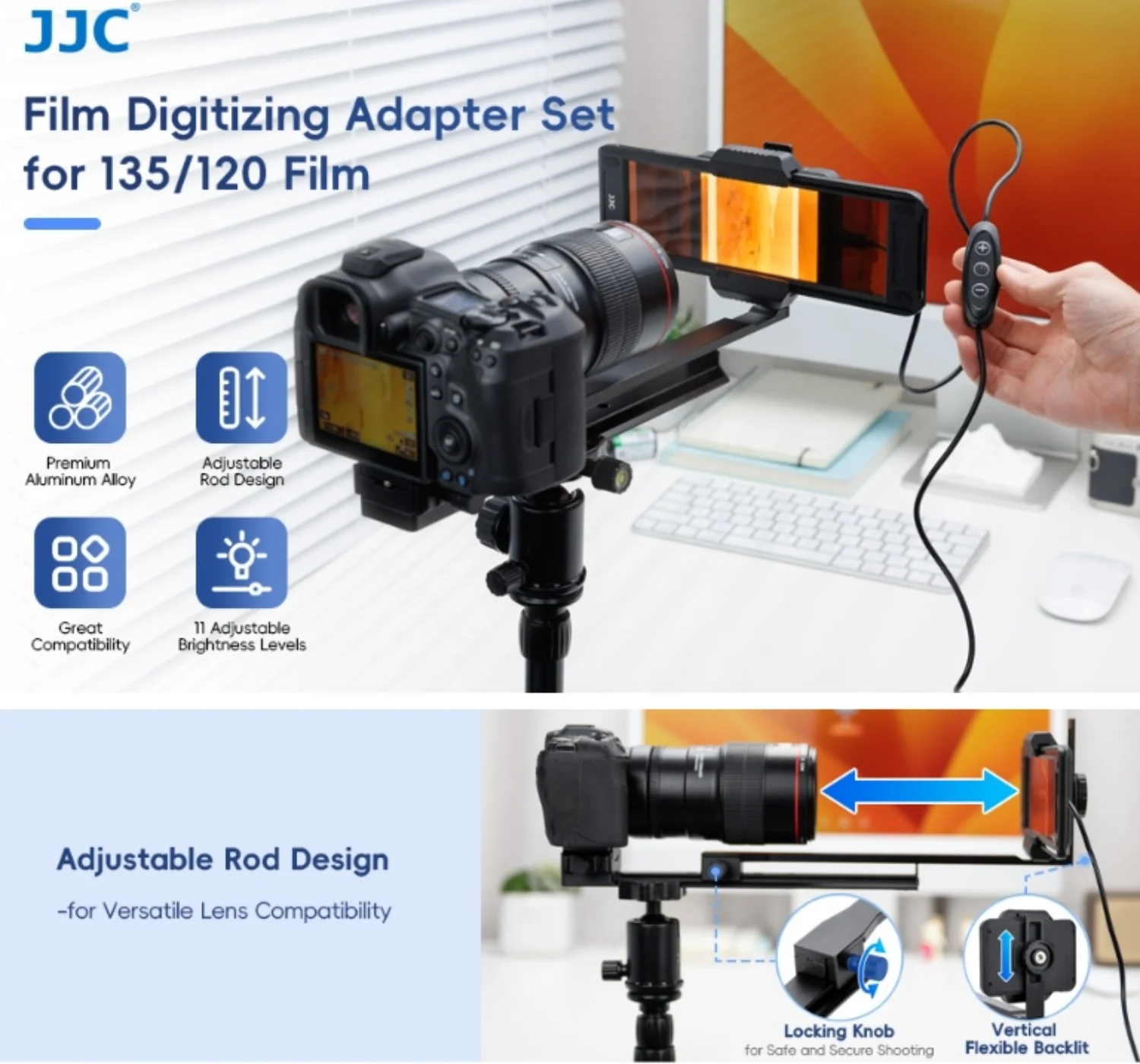 JJC Upgrades 35mm 120mm Film Digital Negative Digital Adapter Kit for DSLR Cameras