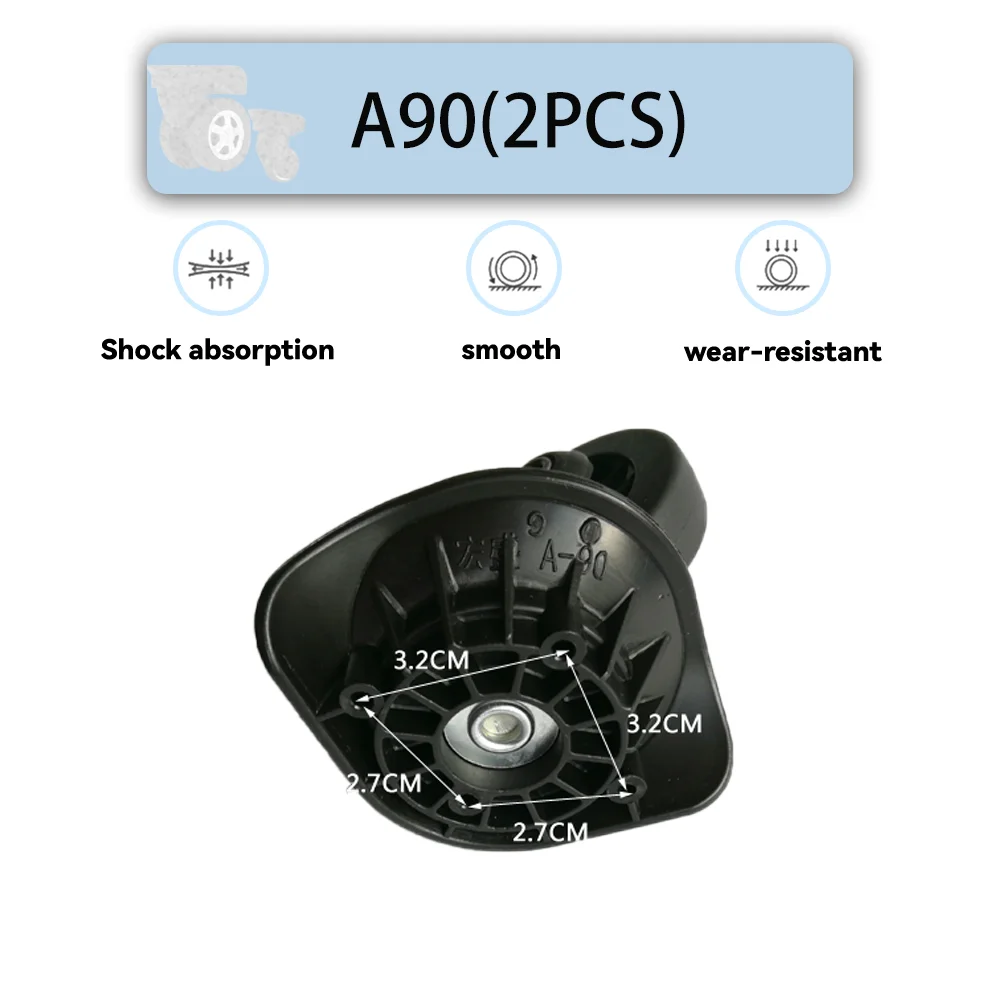 Substituição universal da roda da mala, amortecedor, suave, silencioso, rotativo, acessórios, rodas, rodízios, para HongSheng A90
