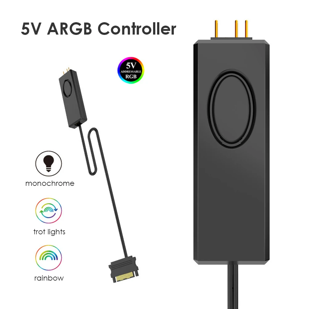 5V Prachtige ARGB Controller SATA Pin Voeding Desktop Computer Afstandsbediening voor Chassis Fan LED Verlichting Waterkoeler