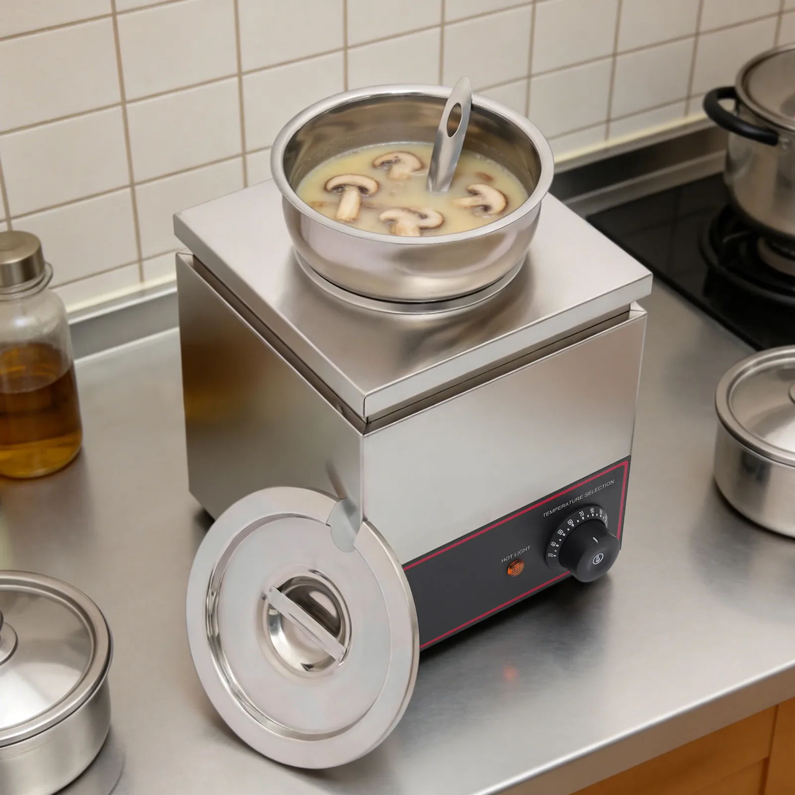 4L Electric Food Warmer 110V, 4.23Qt Stainless Steel Soup Warmer With Adjustable Temp 86-230°F & Lid, Buffet Server for Home Party Hotel, US Plug - view 7